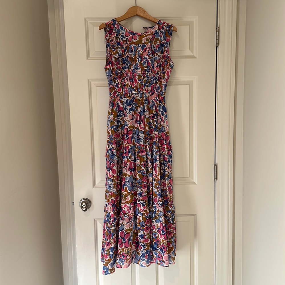 Banjanan size small long dress! Smocked through the top,  flutter sleeveless